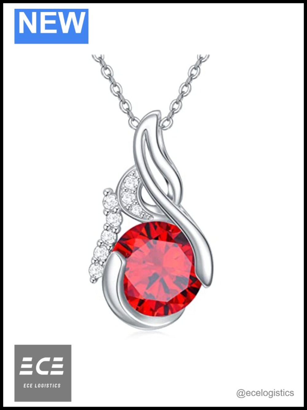 Sterling Silver Garnet January Birthstone Necklace 18 Inch Pendant Fine Jewelry